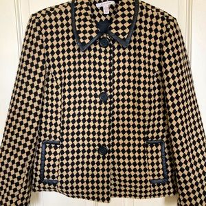 JM Collection Collared Jacket with faux leather trim